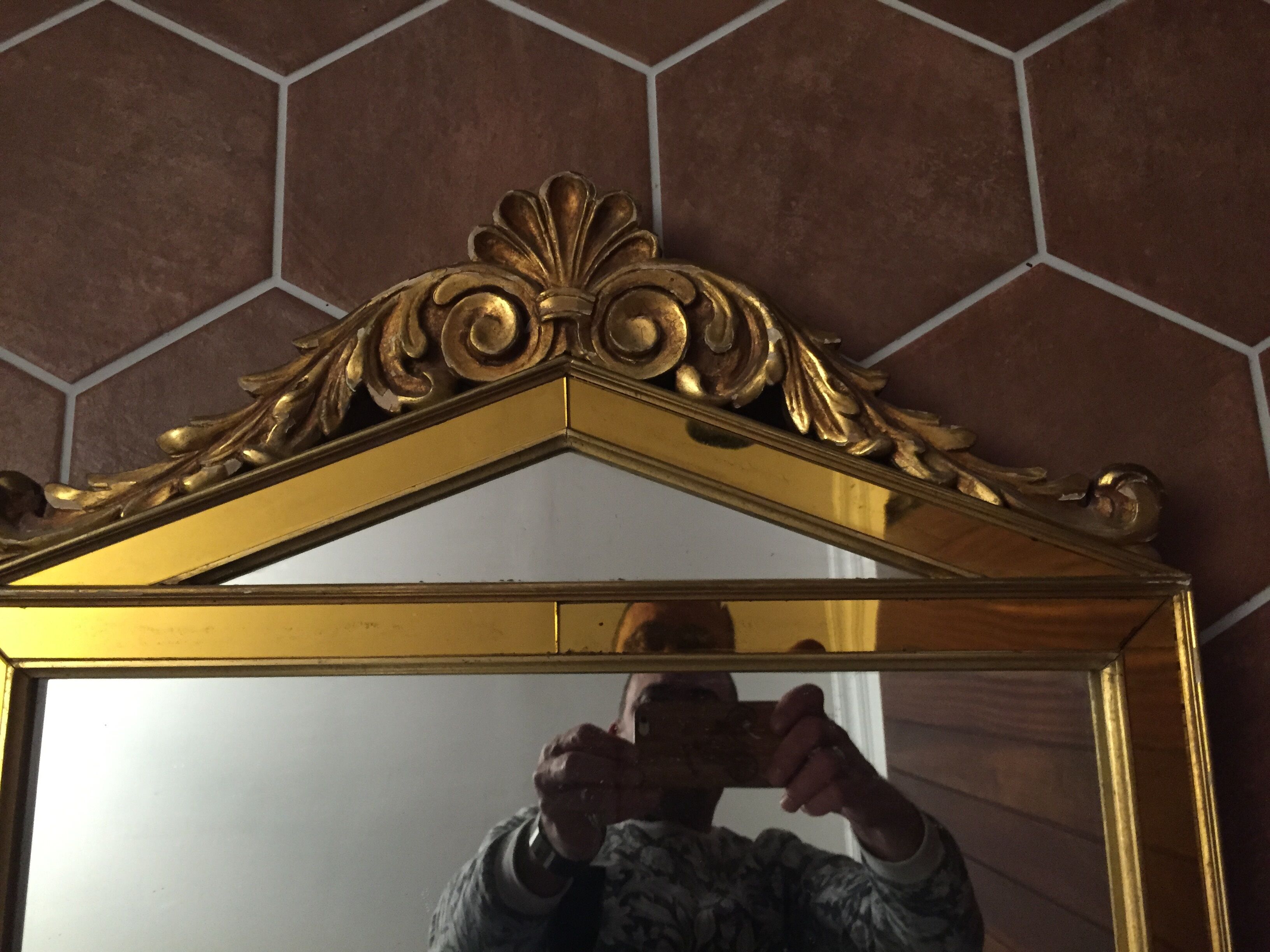 Golden wooden mirror - 87x51cm