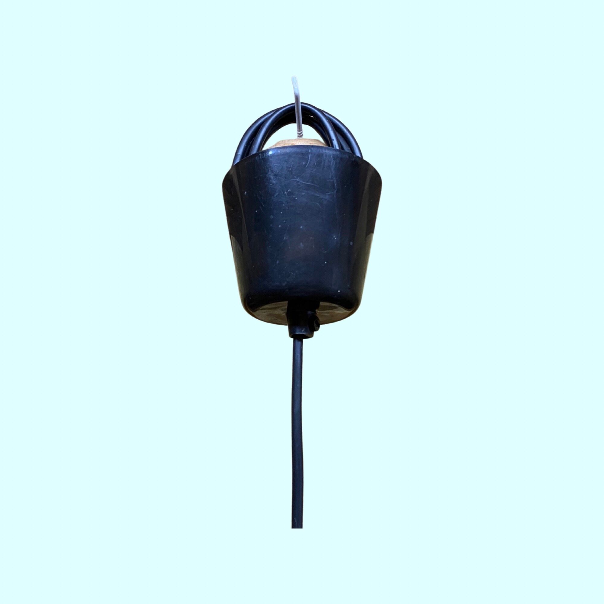 Vintage Metal/Glass Hanging Light | Mid-Century Grey Pendant Lamp With Glass Shade