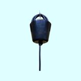 Vintage Metal/Glass Hanging Light | Mid-Century Grey Pendant Lamp With Glass Shade