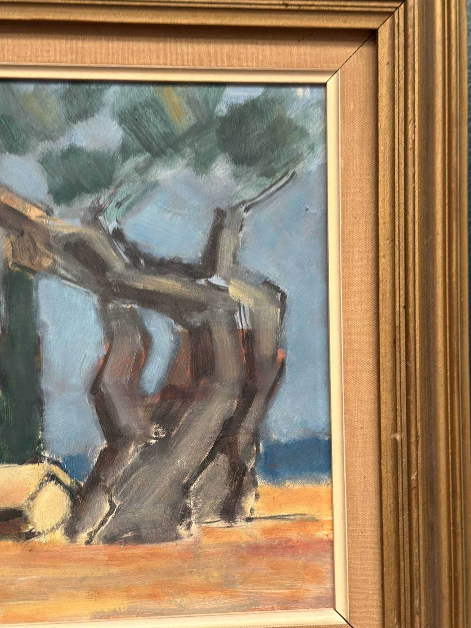 Original Swedish Oil On Panel – “Hut Between Trees” By Martin Larsson – Vintage & Framed – 48 × 40 Cm (18.9" × 15.7")