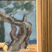 Original Swedish Oil On Panel – “Hut Between Trees” By Martin Larsson – Vintage & Framed – 48 × 40 Cm (18.9" × 15.7")