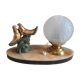 Lamp marble metal golden frosted glass 1940