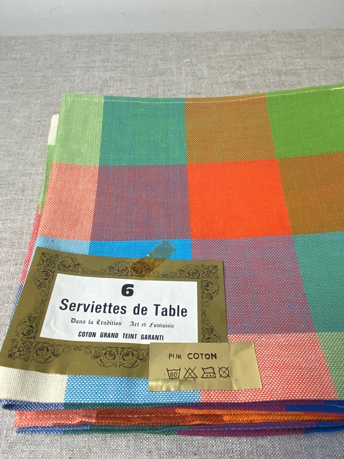 Vintage plaid cotton napkins