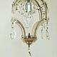 French vintage single light metal glass & acrylic crystal cage chandelier 3152