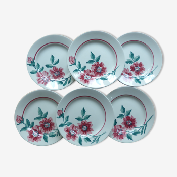 6 assiettes plates de Sarreguemines modèle Monceau