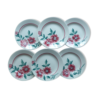 6 assiettes plates de Sarreguemines modèle Monceau