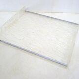 Large plateau 1970s in crumpled/frosted plexiglass & chrome strips