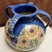 large glazed terracotta vase with 4 handles signed Léon Elchinger (1871-1942)