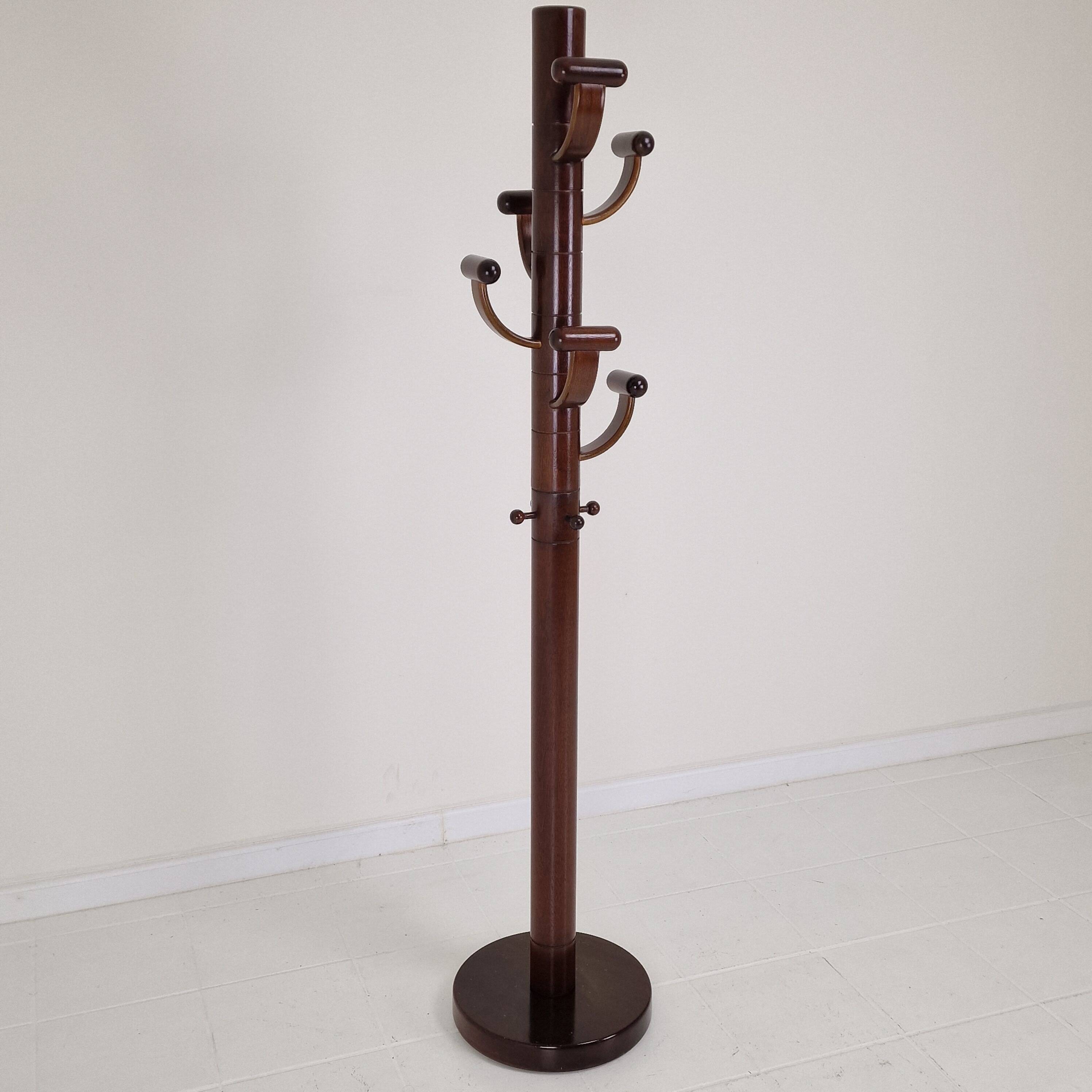 Italian Teak Wooden Coat Rack, 1980s