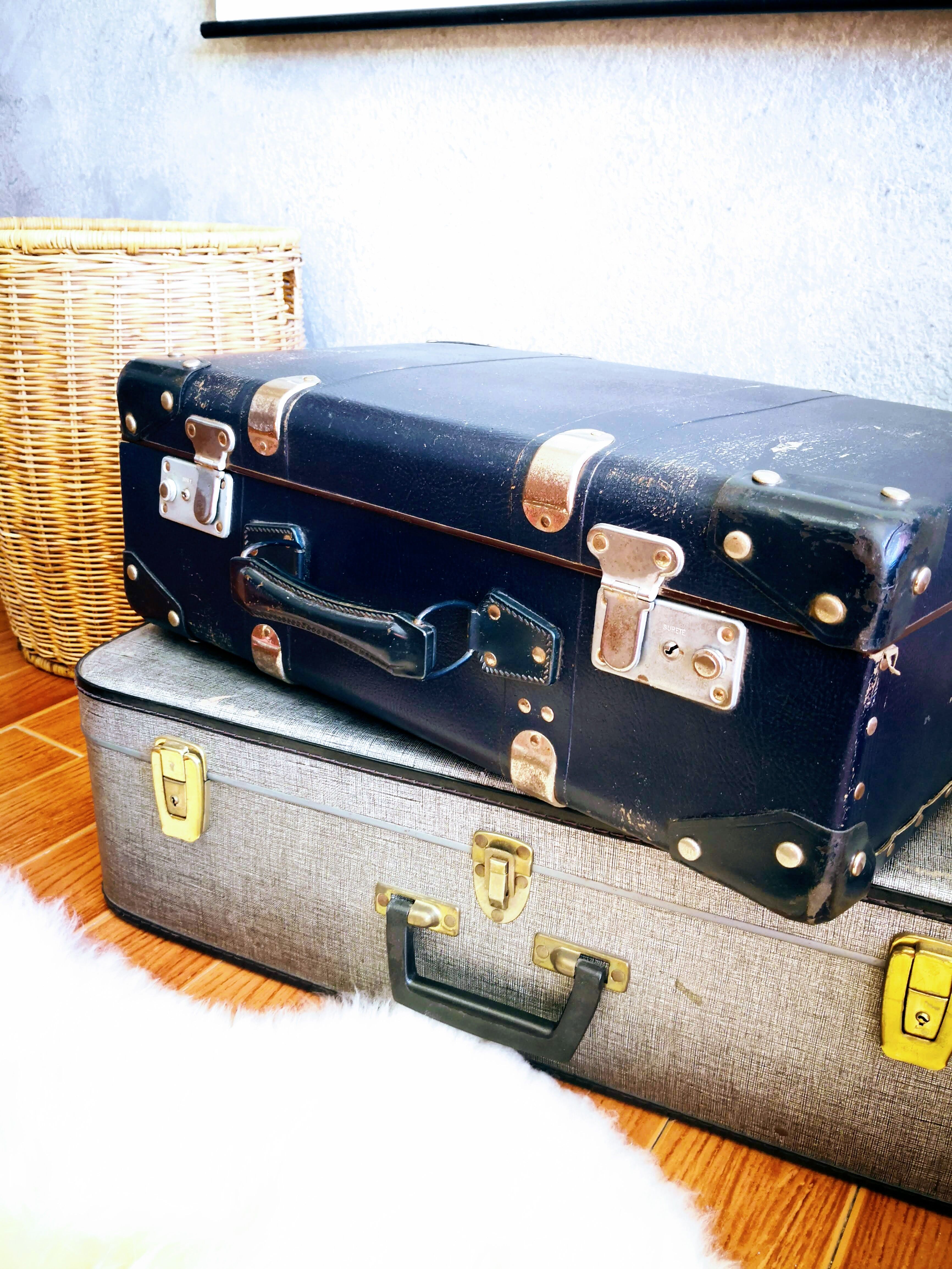 Vintage blue suitcase