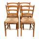 4 chaises de cuisine en bois massif paillées dossier échelle 1980