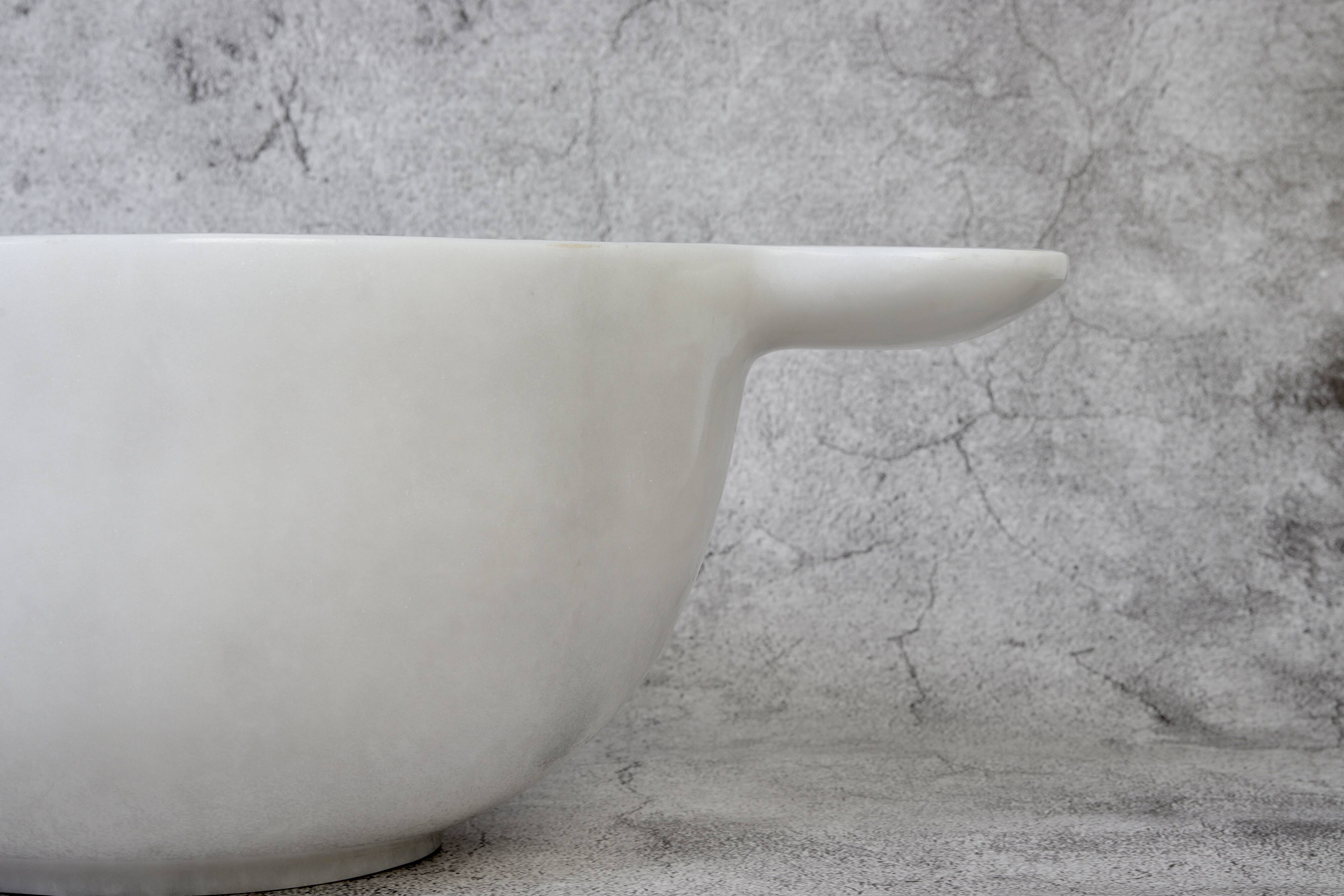 Gabriella – White Natural Marble Bowl with handles  | L 32cm W 20cm H 10cm