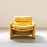 Salon en cuir par Ammainnati et Vitelli pour Brun vintage 1970