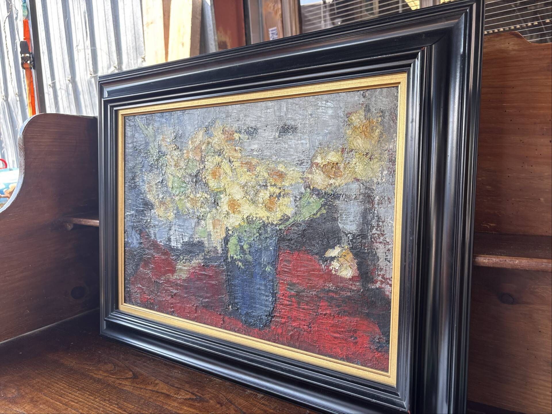 Signed painting by Idka Cohen, oil on canvas, still life with flowers, year