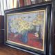 Signed painting by Idka Cohen, oil on canvas, still life with flowers, year