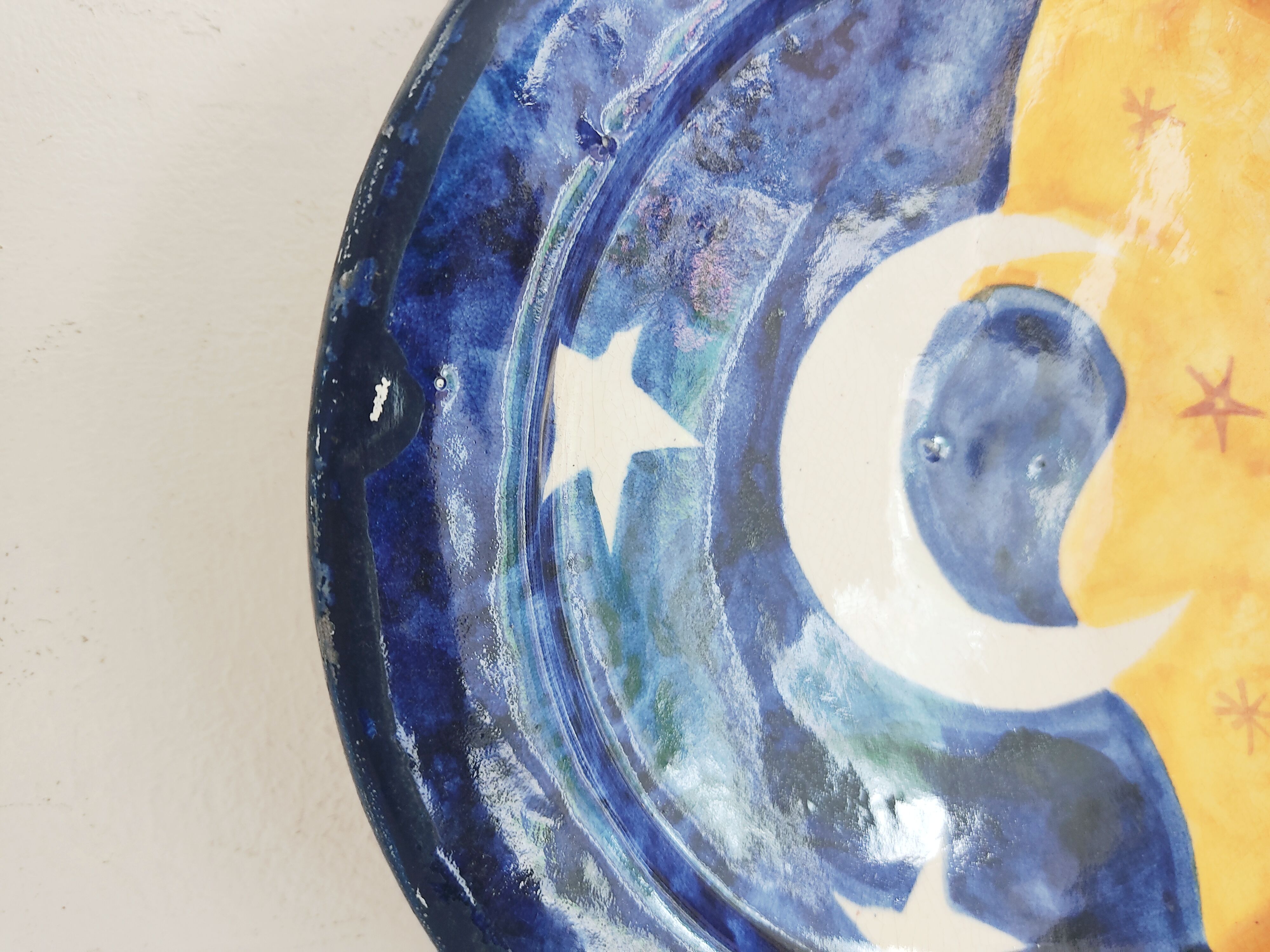 Decorative plate ceramic moon