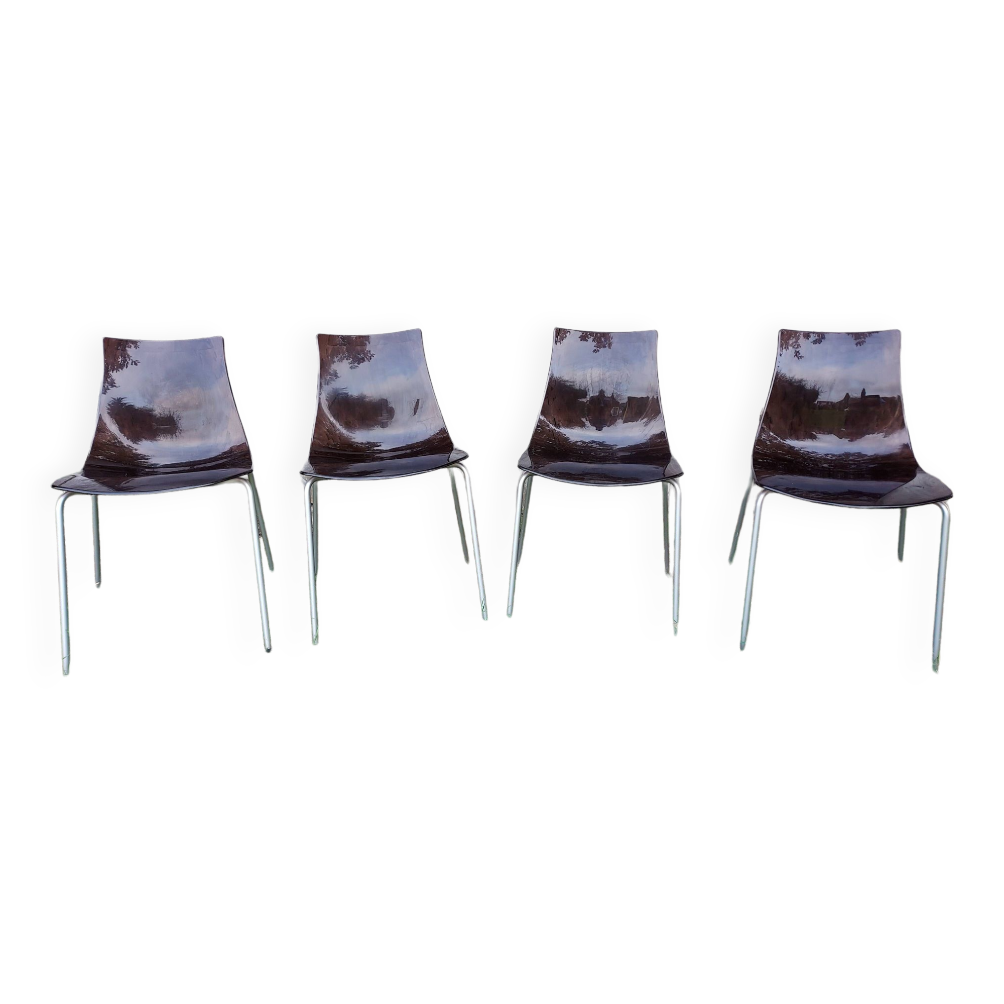 Set of 4 Calligaris ice chairs