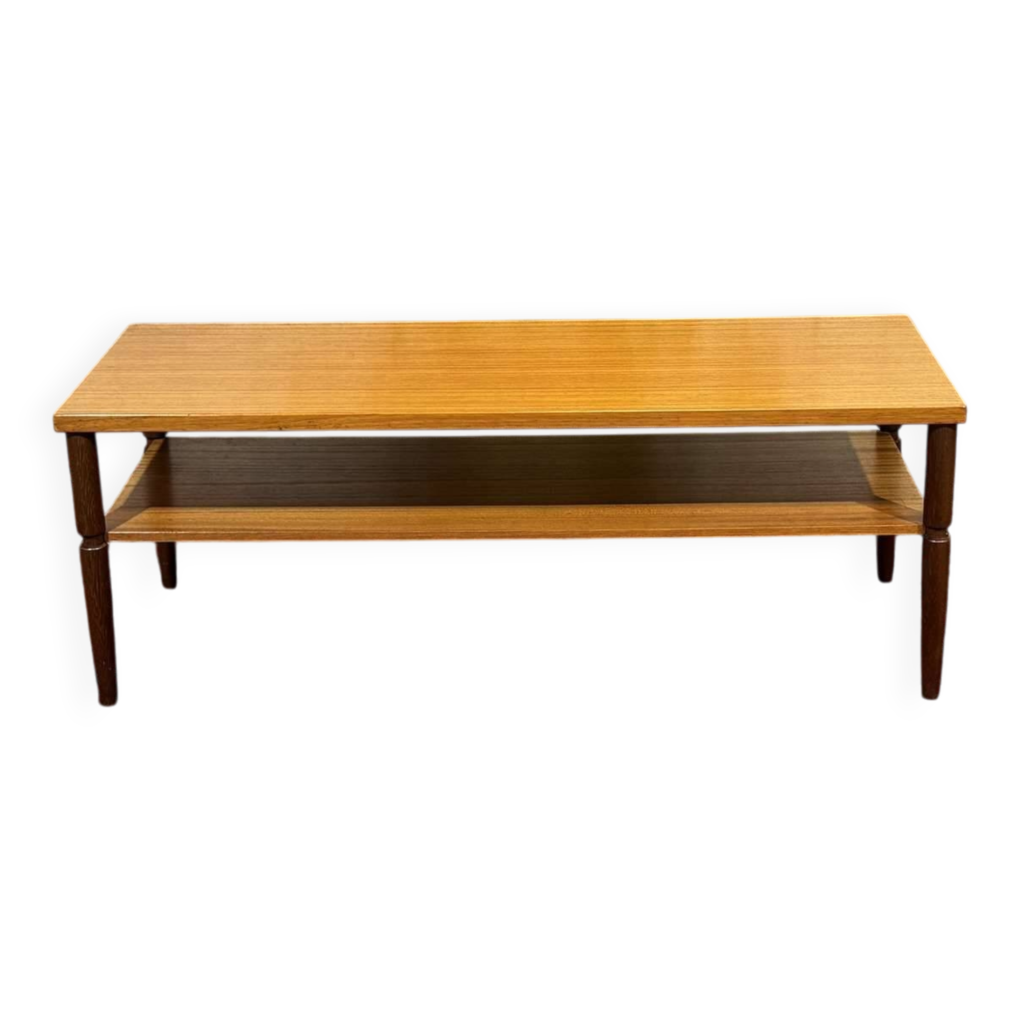 1970s English coffee table in teak and iroko.