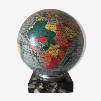 Globe terrestre taride verre 18cm vintage 1947