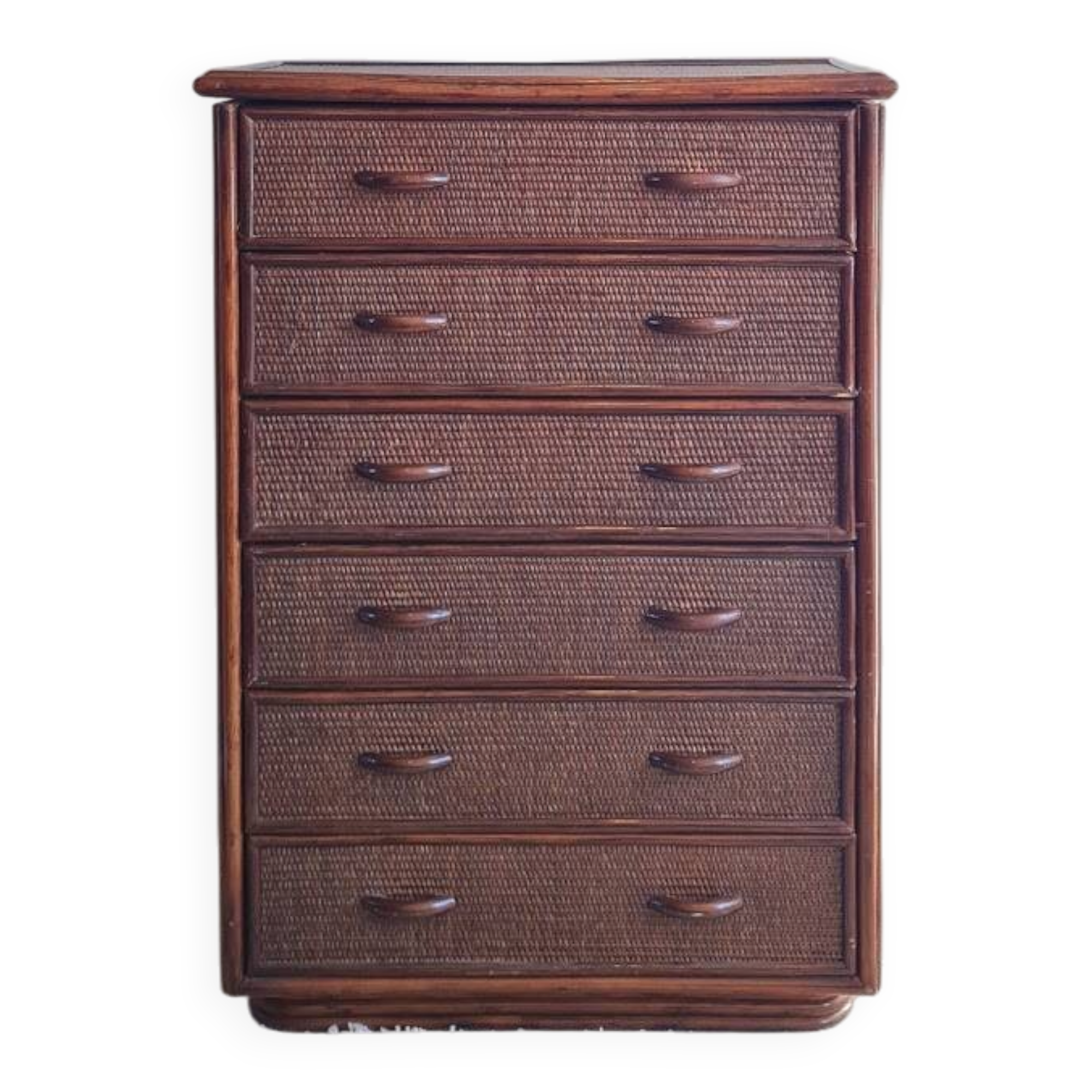 Commode en rotin vintage circa années 70