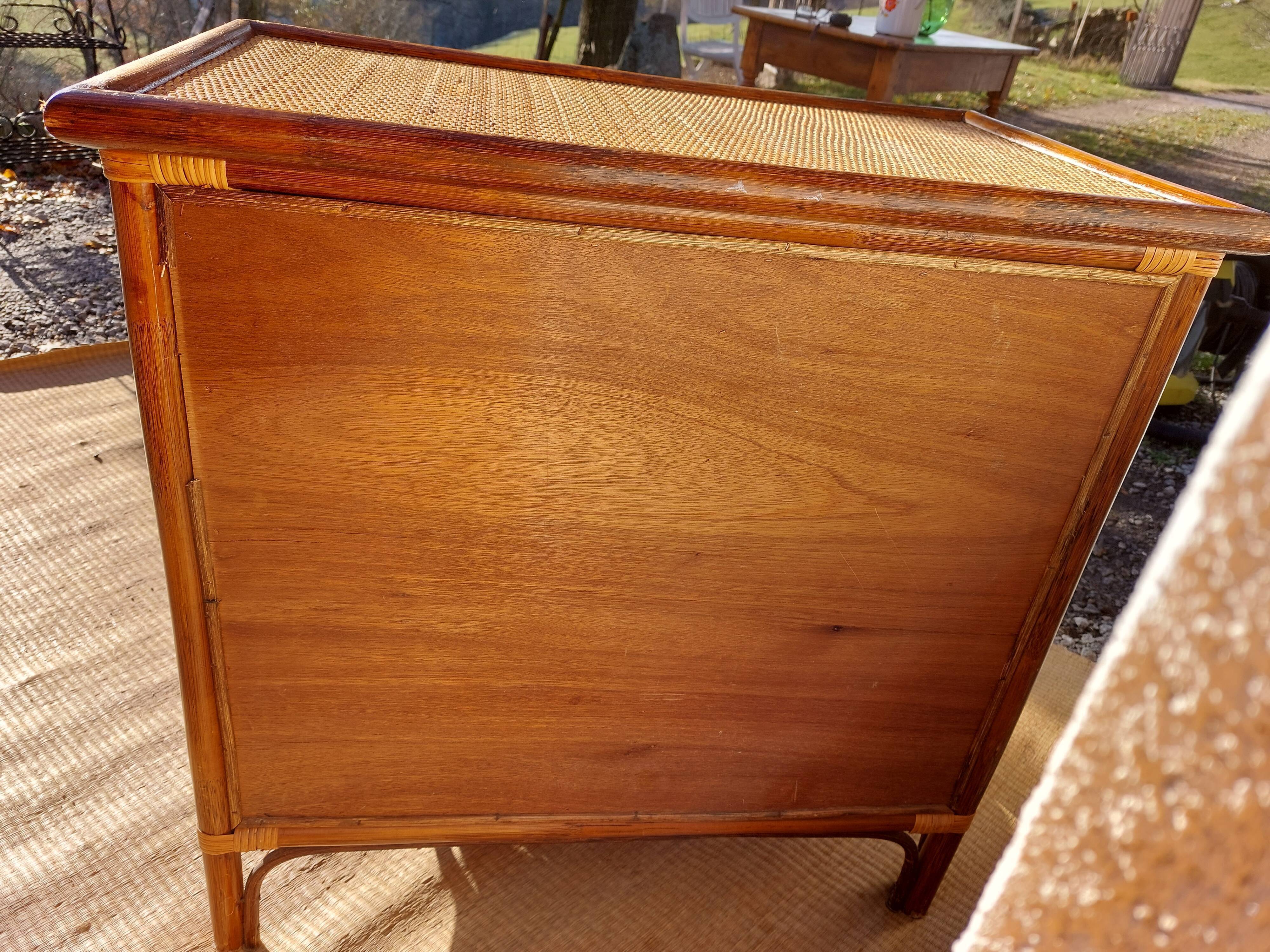 Wicker chest of drawers, canning and bamboo wood