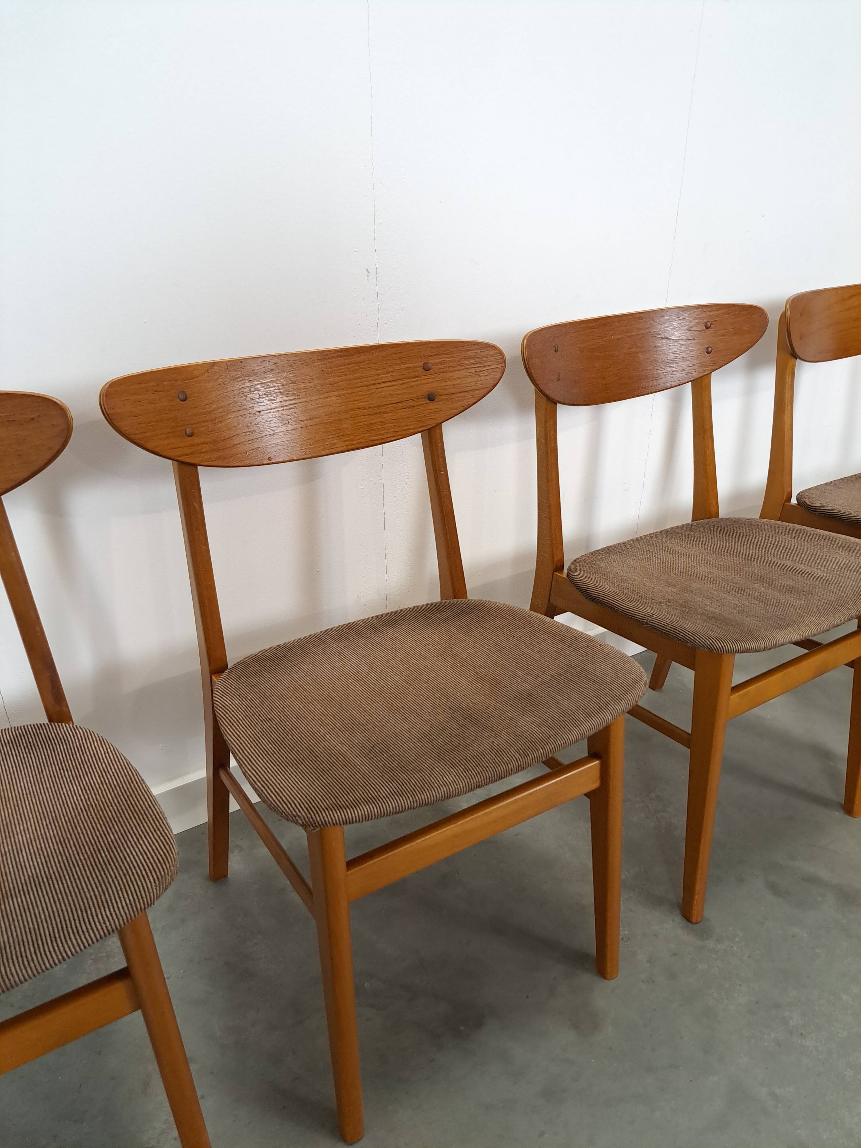 Set of 4 Deense teak Farstrup Møbler Model 210 eetkamerstoelen, dining