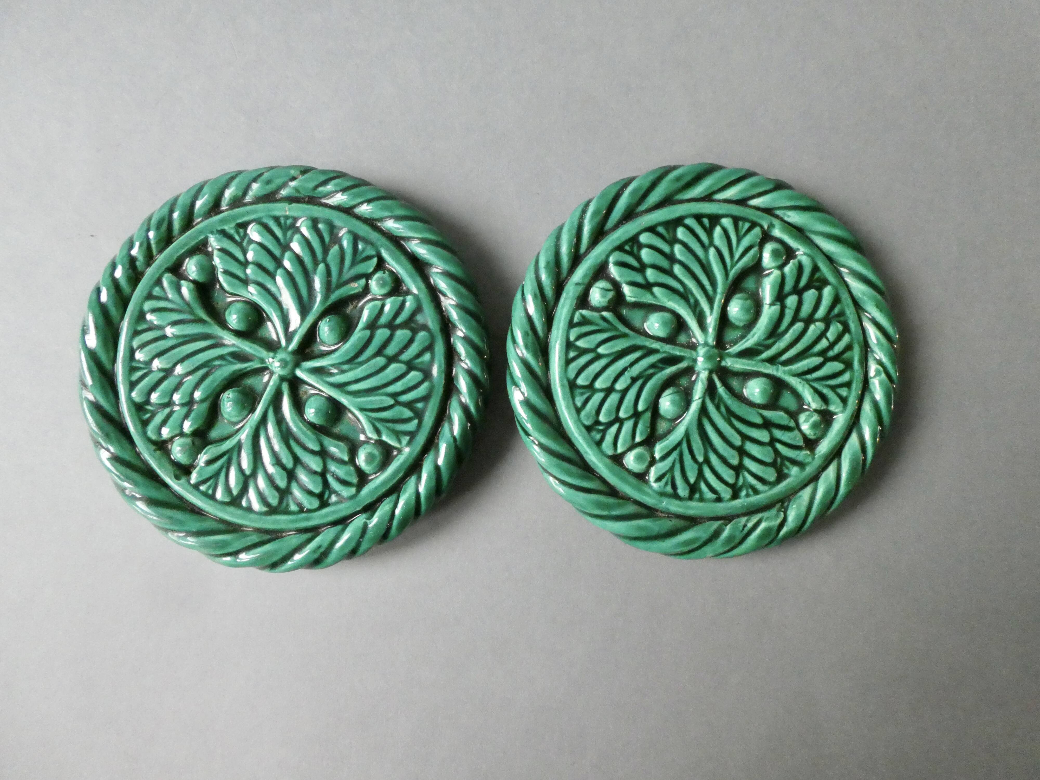 2 slip coasters, mistletoe decor, 70s