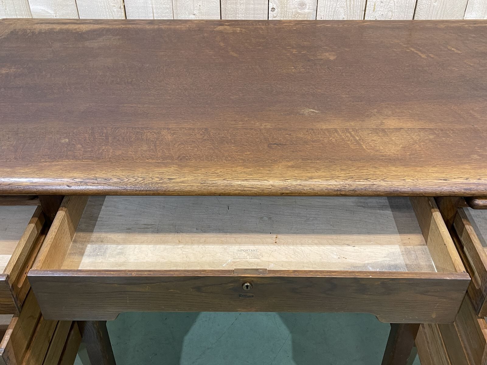 60s English flat desk in oak