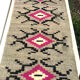 Pink white grey carpet wool hall hand made kilim 150x60cm