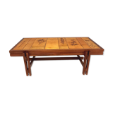 Vintage coffee table in wood and ceramics of Vallauris 60s 70s