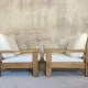 Paire de fauteuils vintage en orme massif