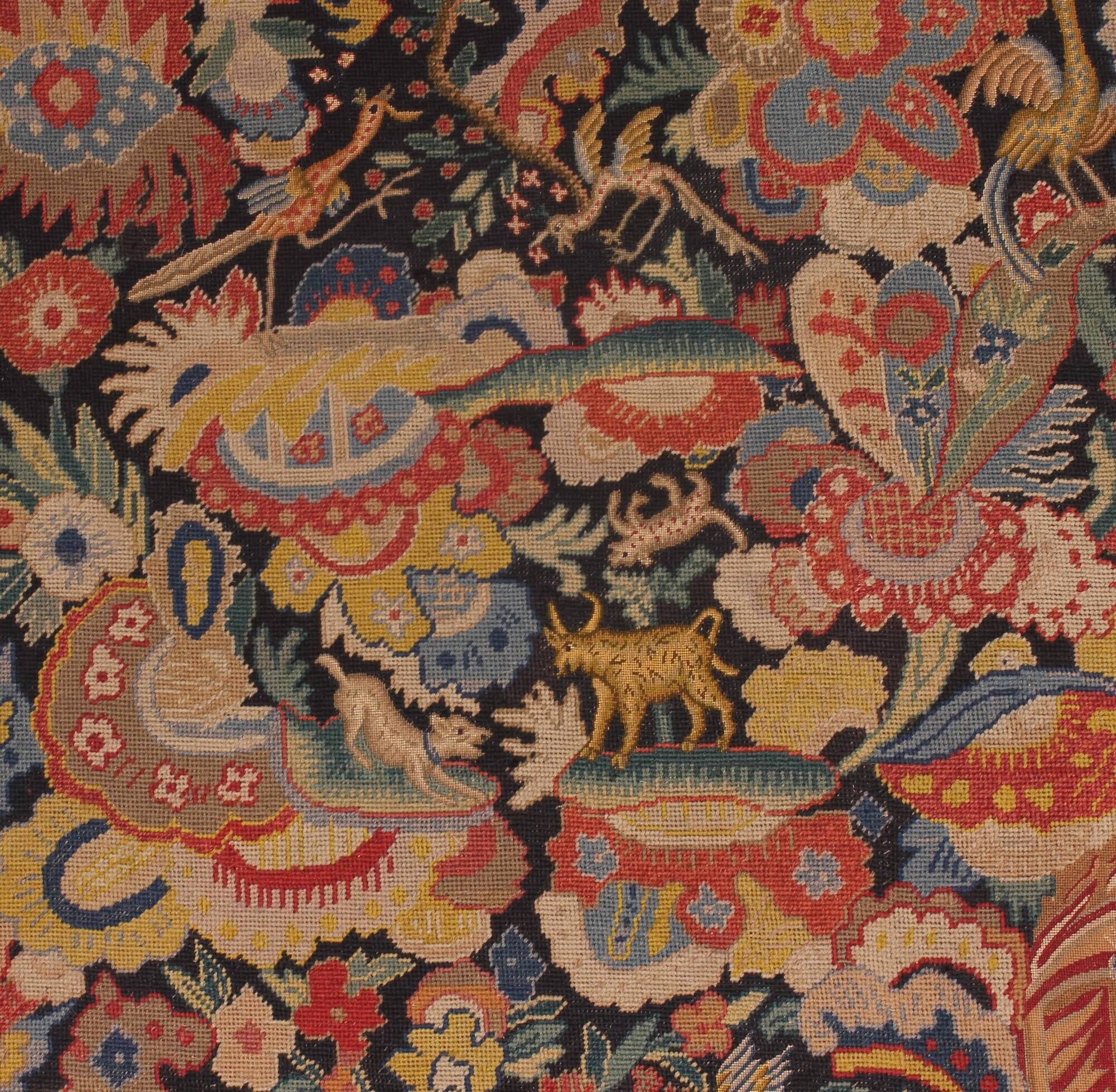 Brussels tapestry from the 19th century – Flowering greenery and gallant scene