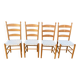 Set de 4 chaises dossier échelonné et assise tissée en coton blanc
