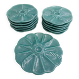 Oyster service Fish in faience barbotine 1950s