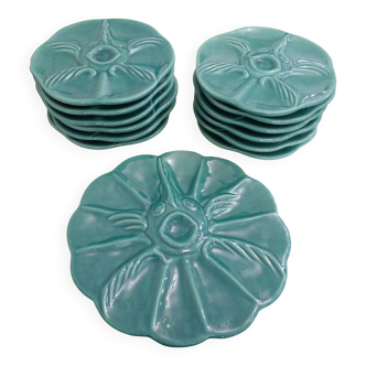 Oyster service Fish in faience barbotine 1950s
