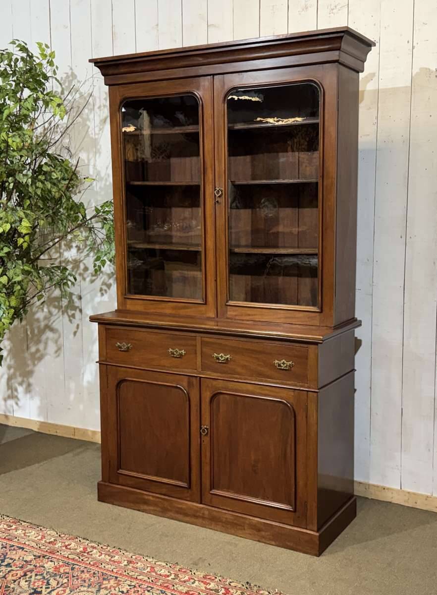 Victorian 19th-century mahogany two-body library