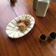 White and gold ceramic plate