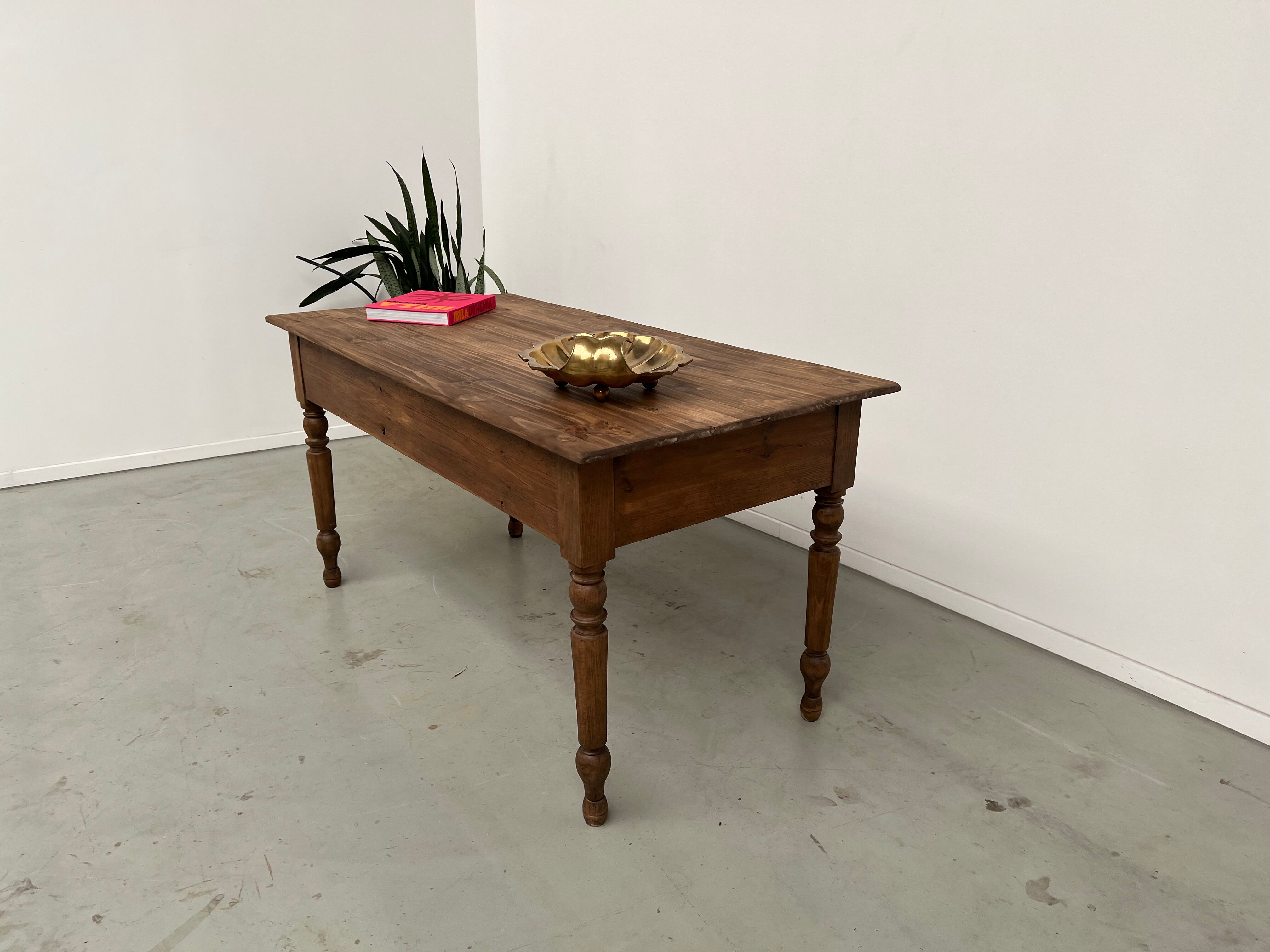 Table de travail de ferme en pin, des années 50