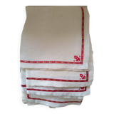 6 thread napkins, hand-embroidered surround and pattern.