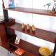 Vintage teak shelving system in 60s-70s style, retro style.