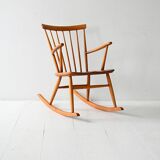 Scandinavian rocking chair 1950s/60s in beech and teak