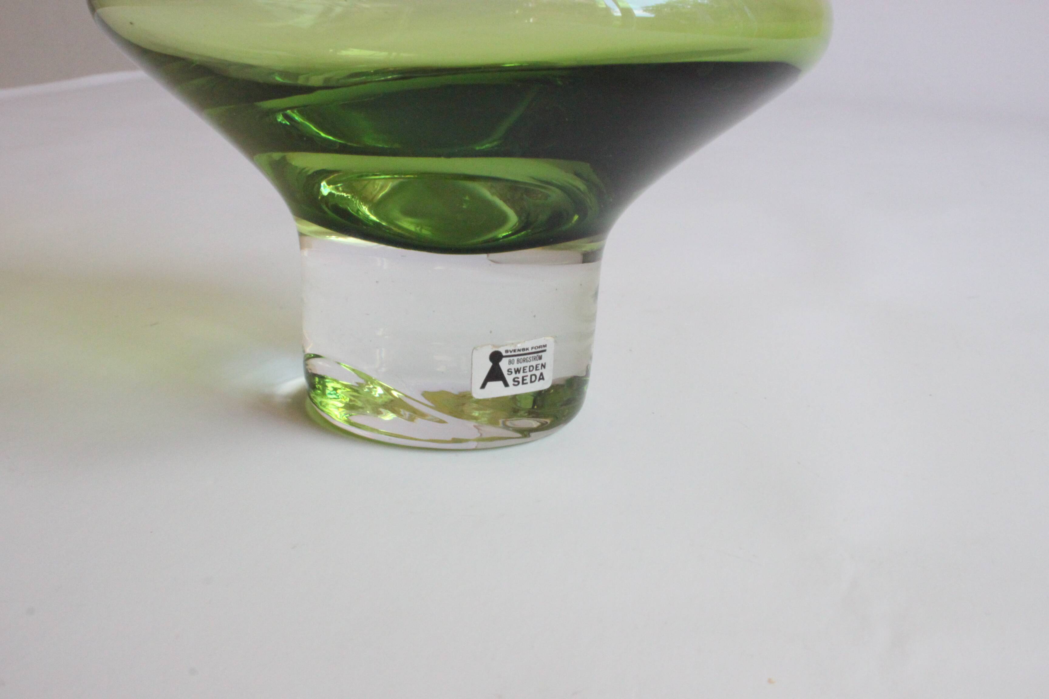 Space age green vase by Bo Borgstrom for Aseda Sweden 1960s