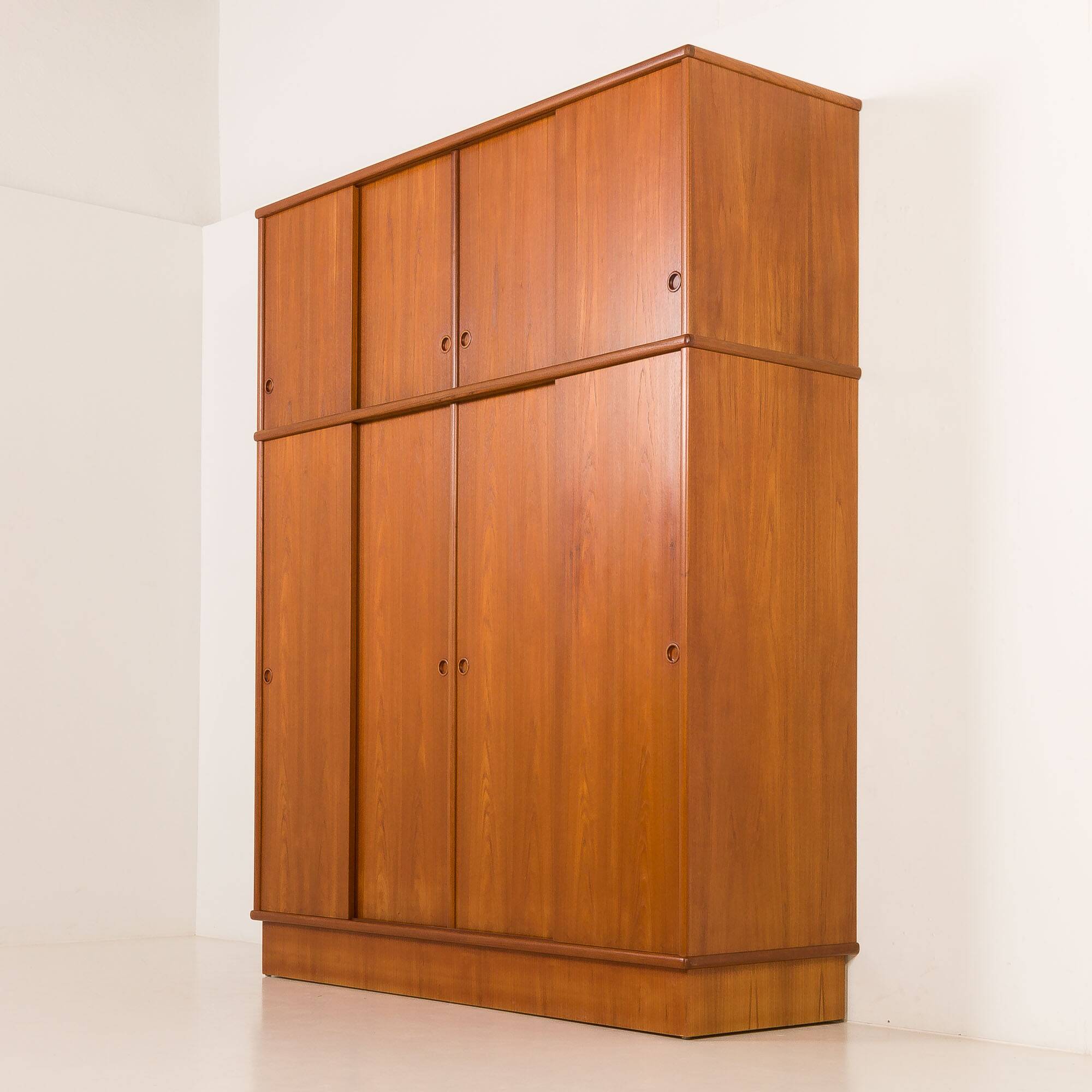 Omann Jun Extra large mid century teak wardrobe, Denmark, 1970s