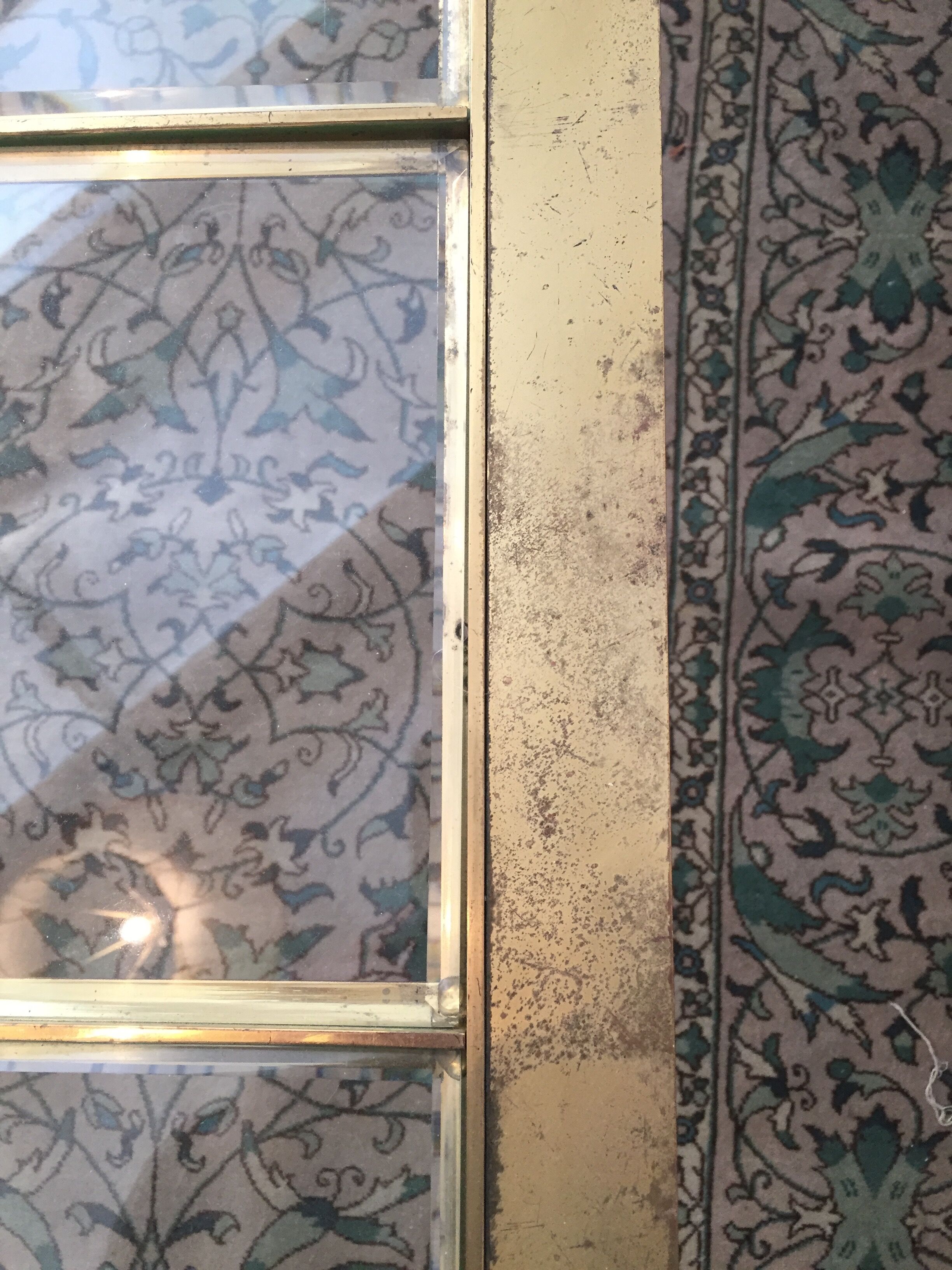 Table brass and beveled glass