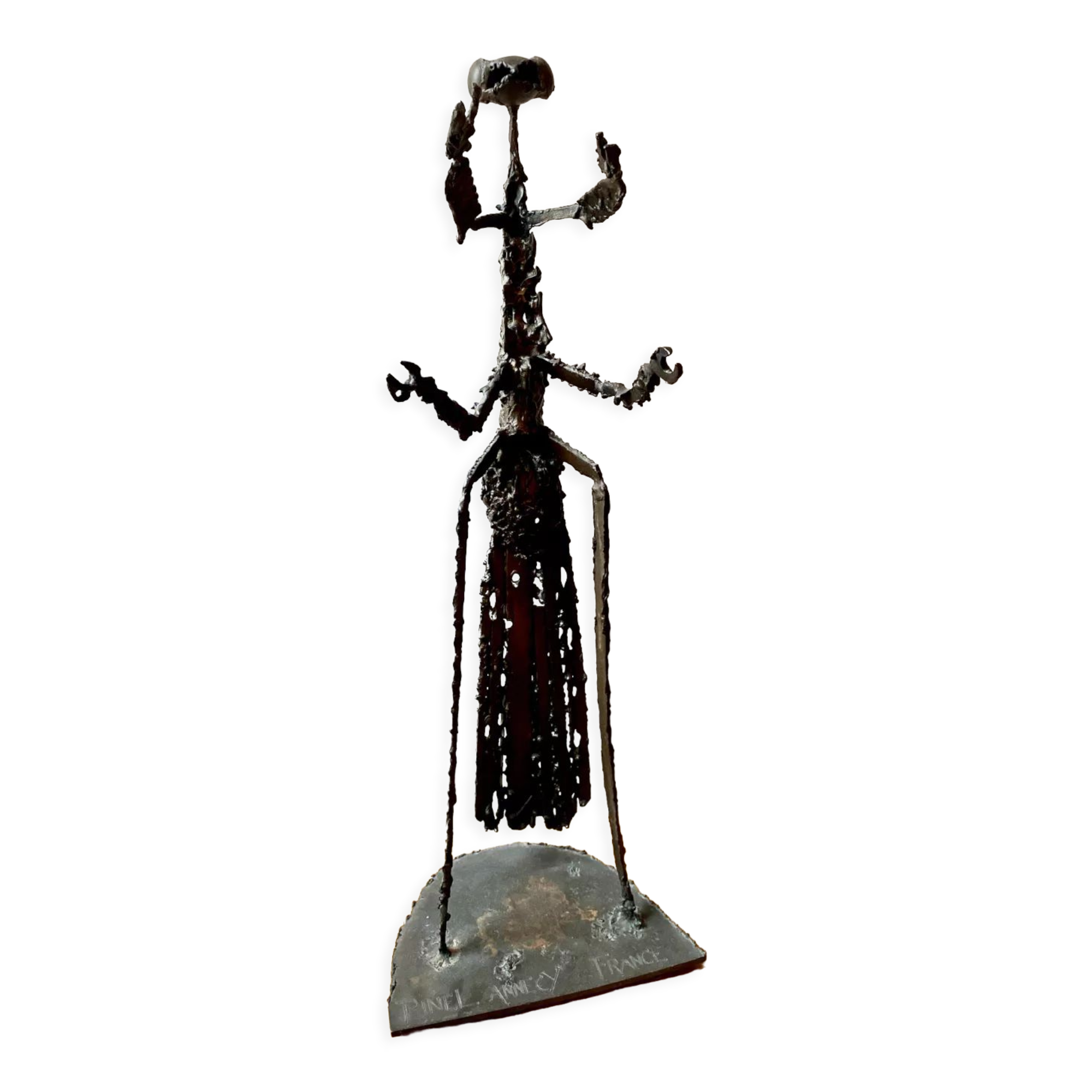 Sculpture praying mantis metal sculptor Michel Pinel