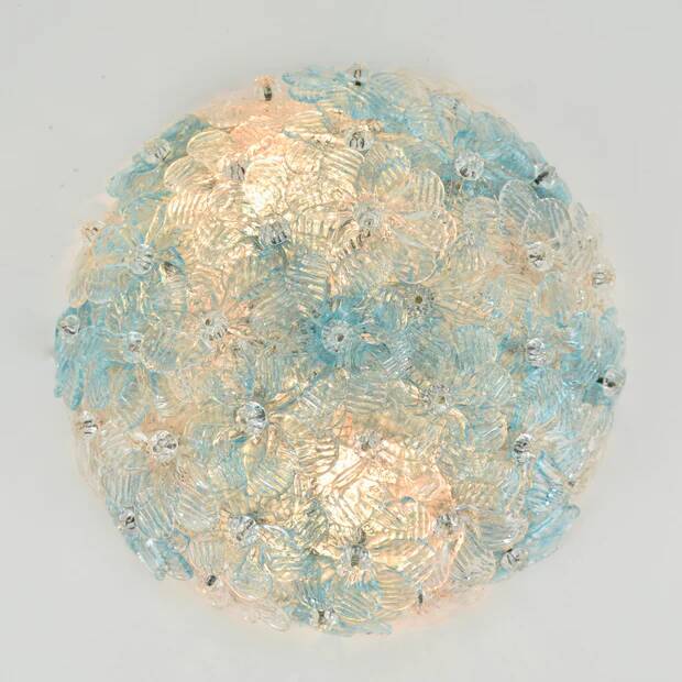 Small Barovier Toso Murano glass ceiling light, 1950s