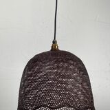 Beehive webbing rattan wicker pendant hanging lamp, 1930s