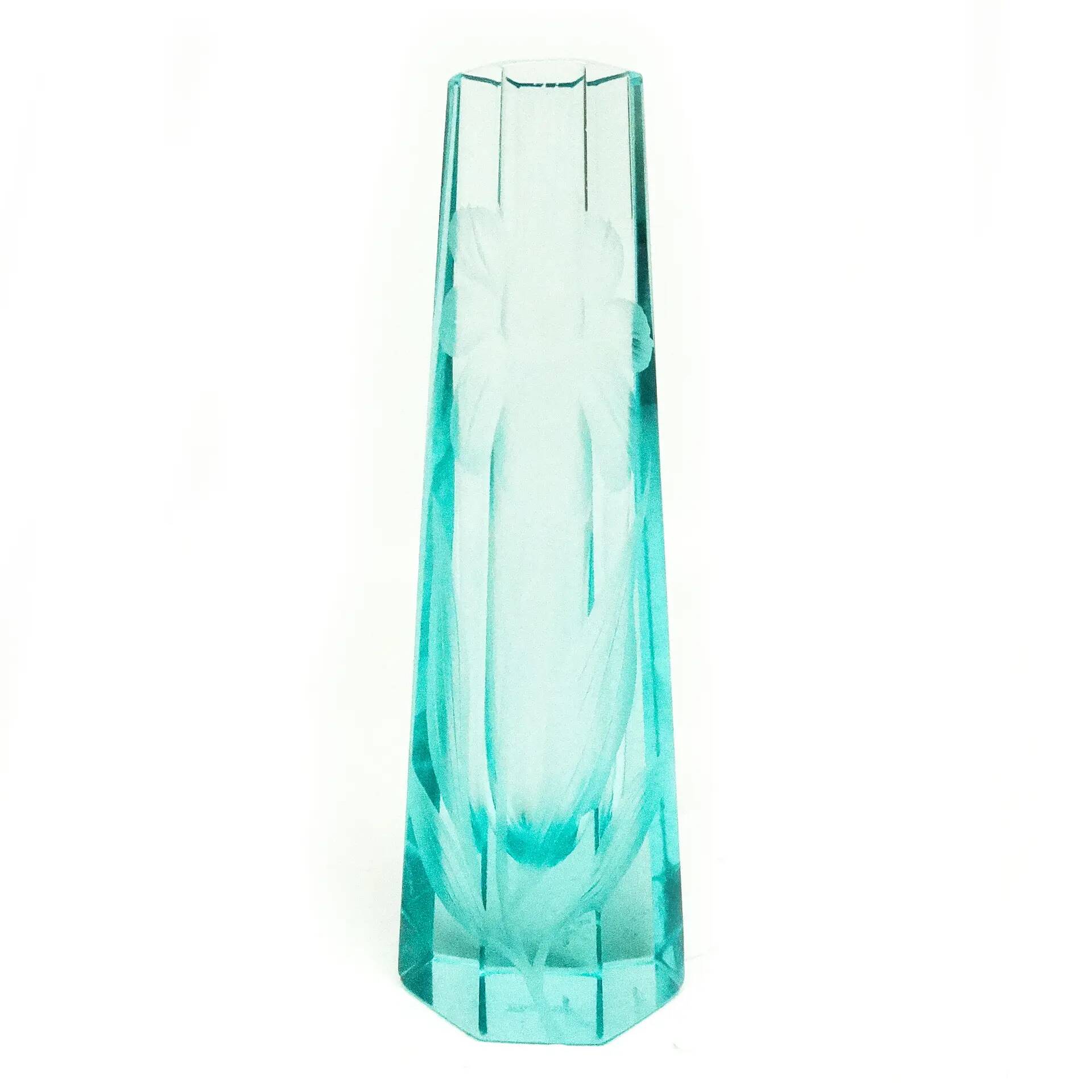 Art Nouveau vase, uranium crystal, Moser, Czechia, early 20th century