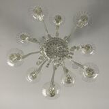Venetian lustre in Murano glass transparent 10 arms of light on two levels