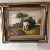 Oil on wood panel fine 19th.